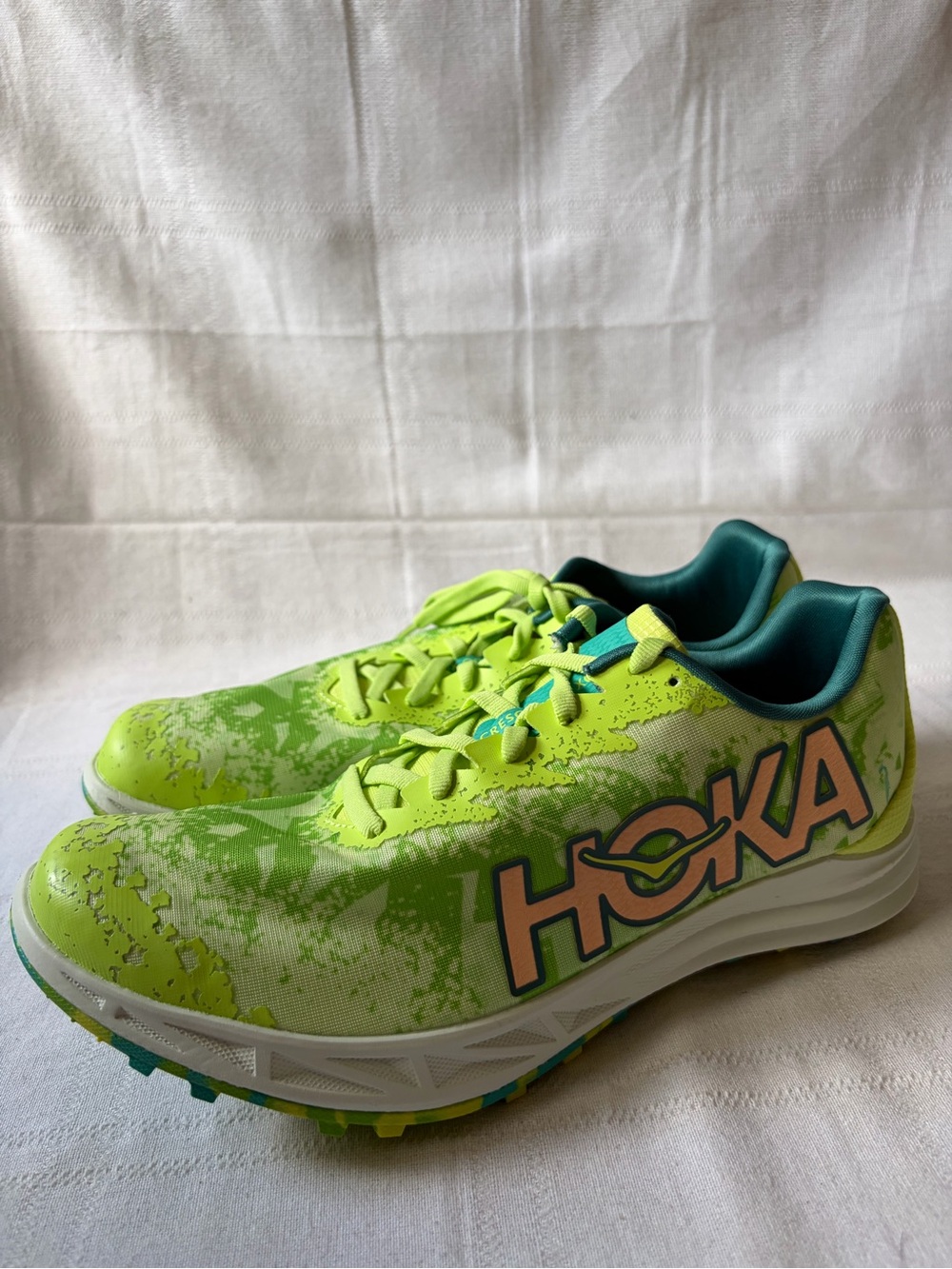 Hoka One One Crescendo XC Green Track Spike Running Shoes Men's Size 9.5